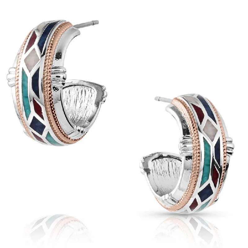 Vintage hoop earringsWestern Mosaic Hoop Earrings
