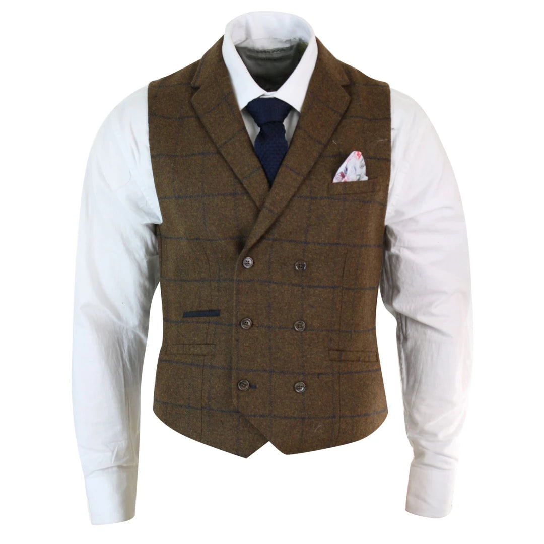 Men's shock - resistant rings for durabilityKempson - Men's Double Breasted Herringbone Tweed Blinders Check Waistcoat Men's shock - resistant rings for durabilityKempson - Men's Double Breasted Herringbone Tweed Blinders Check Waistcoat