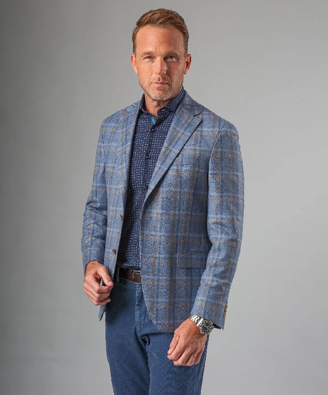 Men's shock - resistant rings for durabilityHerringbone Plaid Wool Sport Coat