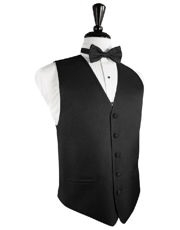 Men's black ceramic rings for a modern and edgy lookBlack Herringbone Tuxedo Vest