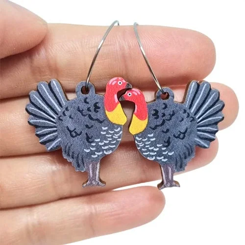 Hypoallergenic hoop earringsPixie Nut and Co Bush Turkey Hoop Earrings