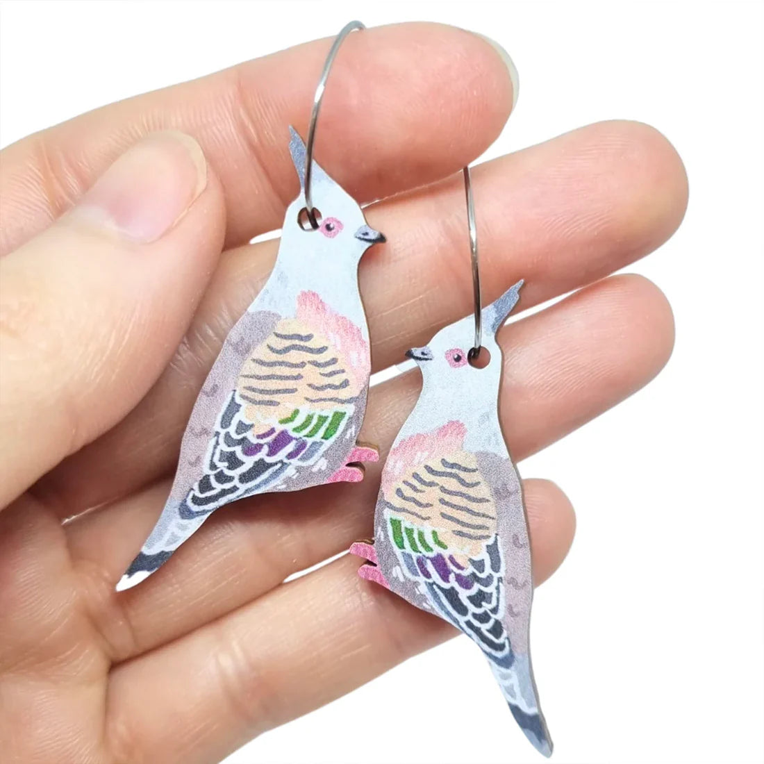 Personalized hoop earringsPixie Nut and Co Crested Pigeon Hoop Earrings