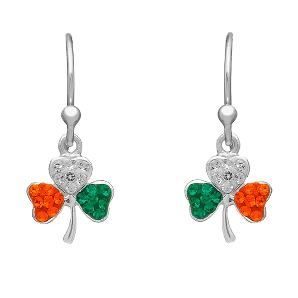 Ruby drop earrings to symbolize passion and loveShamrock Drop Earrings with Color CZ Stones Ruby drop earrings to symbolize passion and loveShamrock Drop Earrings with Color CZ Stones