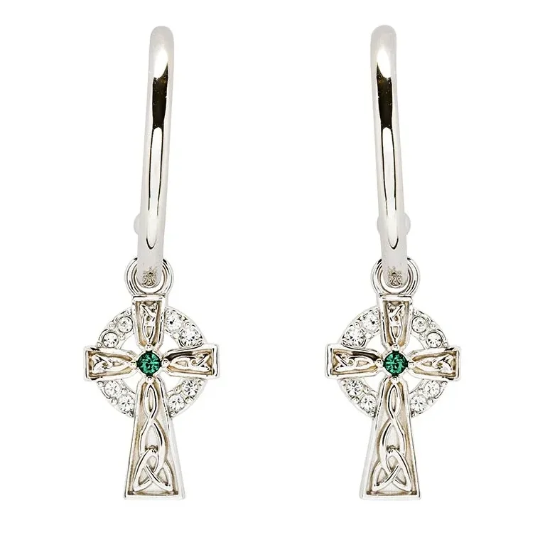 Small hoop earringsSterling Silver Crystal Cross Hoop Earrings