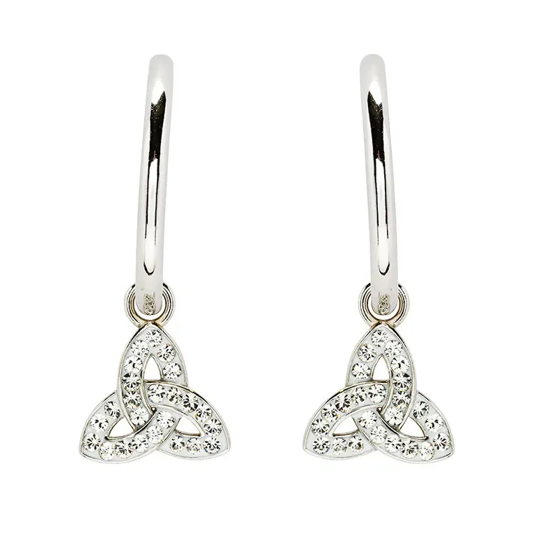 Silver hoop earringsSterling Silver Crystal Trinity Hoop Earrings