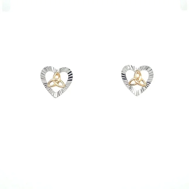 Clip - on drop earrings for non - pierced earsSterling Silver GP Trinity Heart Earrings Clip - on drop earrings for non - pierced earsSterling Silver GP Trinity Heart Earrings