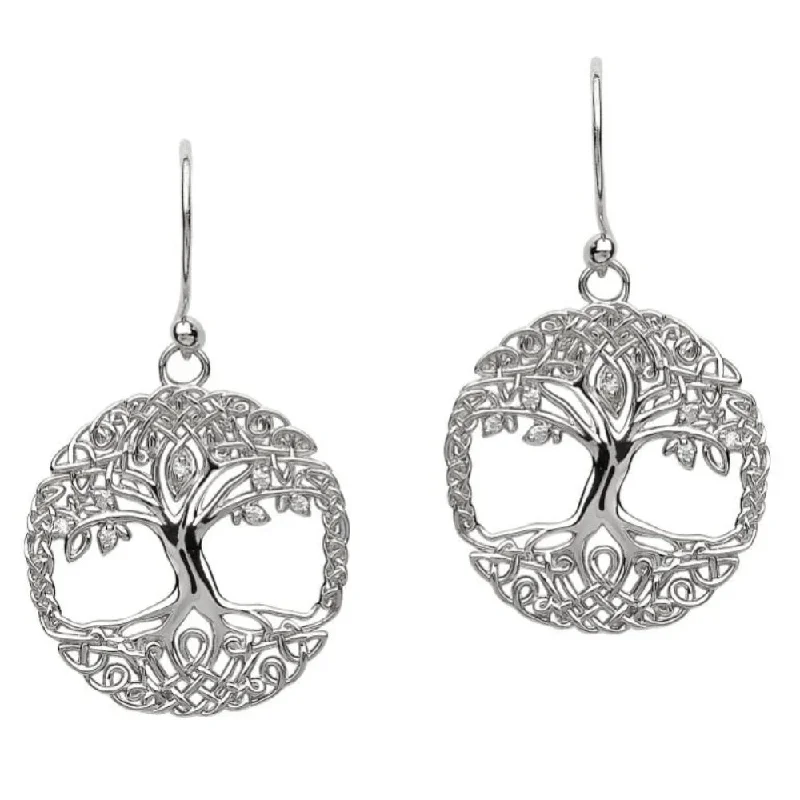 Silver drop earrings with intricate filigree workSterling Silver Tree of Life Cubic Zirconia Earrings Silver drop earrings with intricate filigree workSterling Silver Tree of Life Cubic Zirconia Earrings