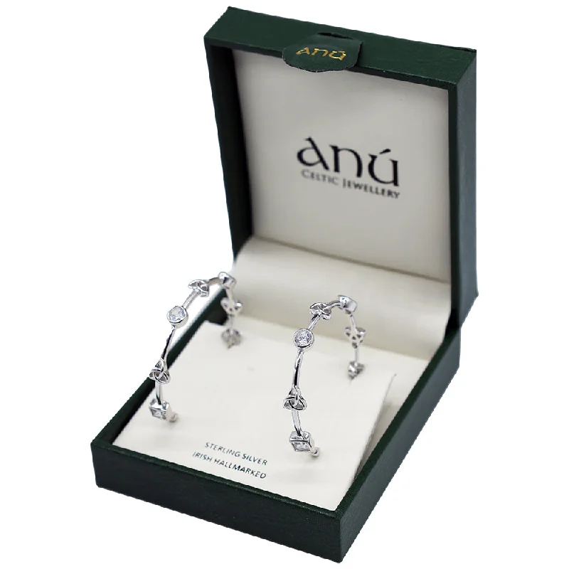 Large hoop earringsSterling Silver Trinity Cubic Zirconia Hoop Earrings