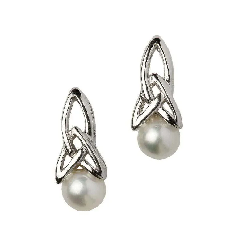 Amethyst drop earrings for a touch of purple eleganceSterling Silver Trinity Knot Pearl Earrings Amethyst drop earrings for a touch of purple eleganceSterling Silver Trinity Knot Pearl Earrings