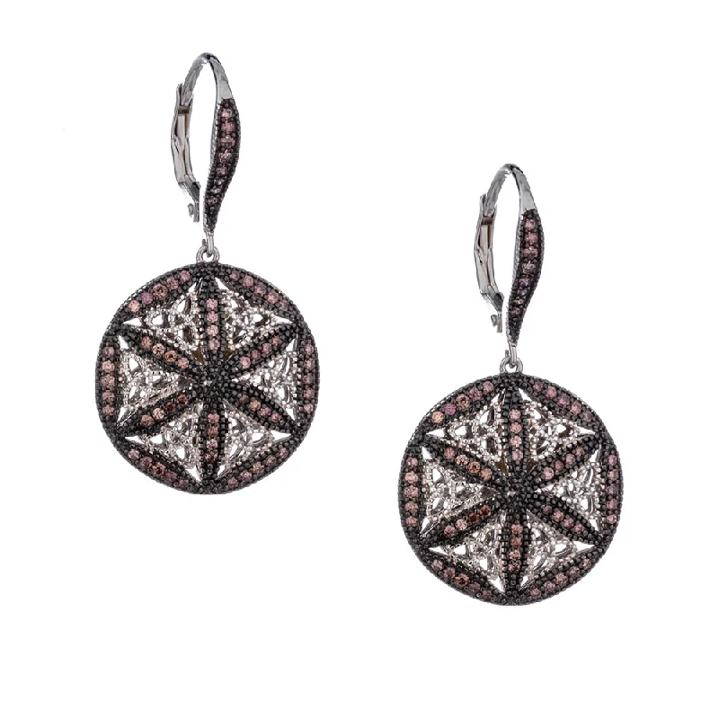 Gemstone - encrusted drop earrings in vibrant colorsSterling Silver and CZ Night & Day Round Leverback Earrings Gemstone - encrusted drop earrings in vibrant colorsSterling Silver and CZ Night & Day Round Leverback Earrings