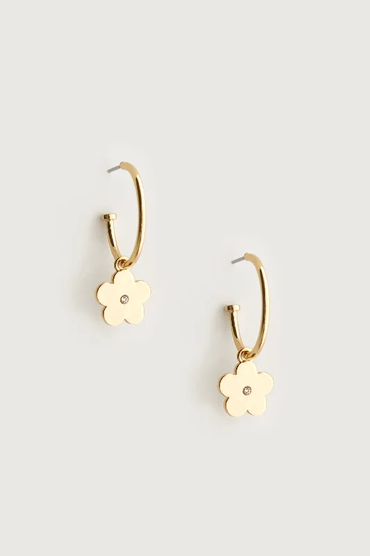 Beaded hoop earringsFLOWER CHARM HOOP EARRING