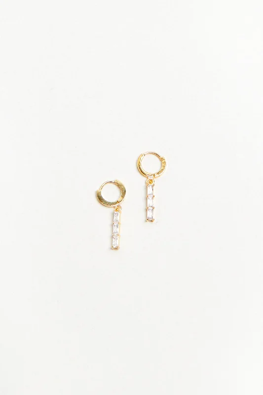 Trendy hoop earringsHOOP EARRING WITH STONED BAR PENDANT