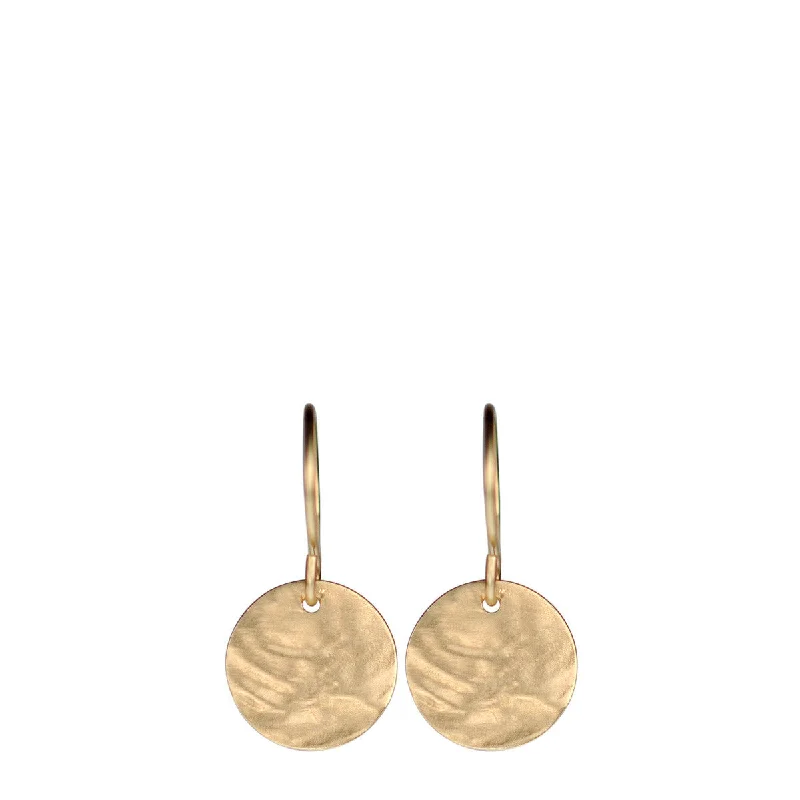 Diamond hoop earrings10K Gold Small Shell Disc Earrings