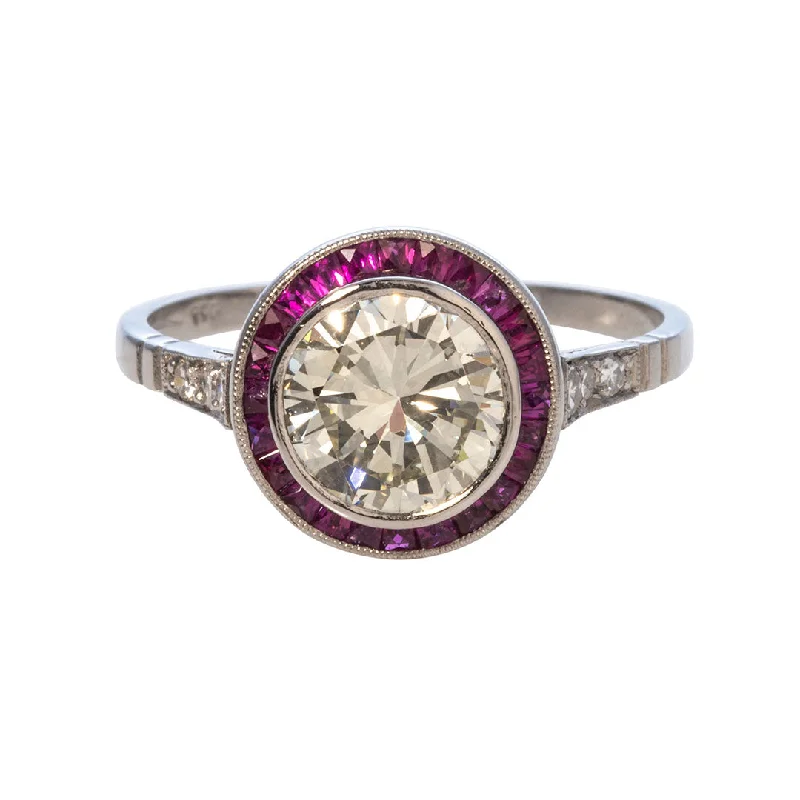 Tennis - Style Women's Rings with a Row of Round Diamonds in PlatinumArt Deco 1.88ct Round Brilliant Diamond & Ruby Platinum Ring Tennis - Style Women's Rings with a Row of Round Diamonds in PlatinumArt Deco 1.88ct Round Brilliant Diamond & Ruby Platinum Ring