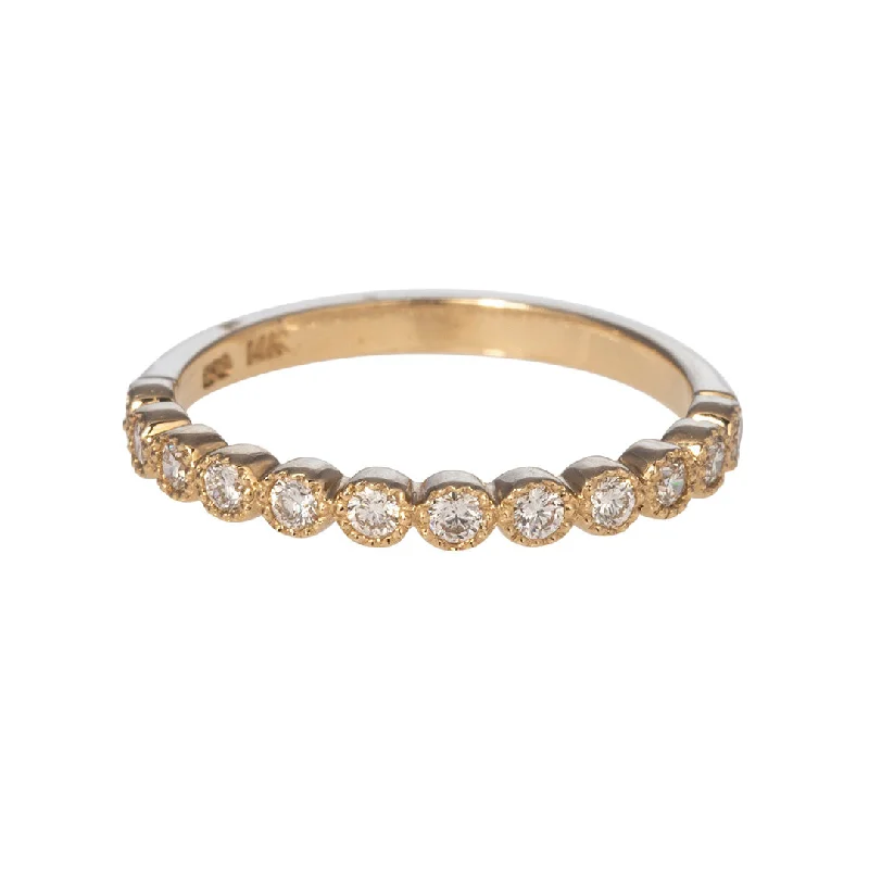 Adjustable Ring Sizes for Women's Rings in Stainless Steel.26ct Diamond Bezel Milgrain 14K Yellow Gold Halfway Band Adjustable Ring Sizes for Women's Rings in Stainless Steel.26ct Diamond Bezel Milgrain 14K Yellow Gold Halfway Band