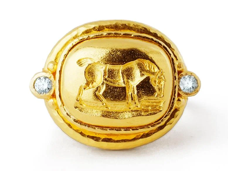 Vintage - Inspired Filigree - Design Women's Rings in Sterling SilverElizabeth Locke “Grazing Horse” Diamond Ring Vintage - Inspired Filigree - Design Women's Rings in Sterling SilverElizabeth Locke “Grazing Horse” Diamond Ring
