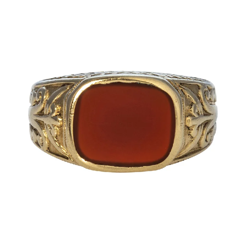 Interlocking Band Women's Rings in White Gold for a Modern DesignEstate Carnelian 14K Yellow Gold Signet Ring Interlocking Band Women's Rings in White Gold for a Modern DesignEstate Carnelian 14K Yellow Gold Signet Ring