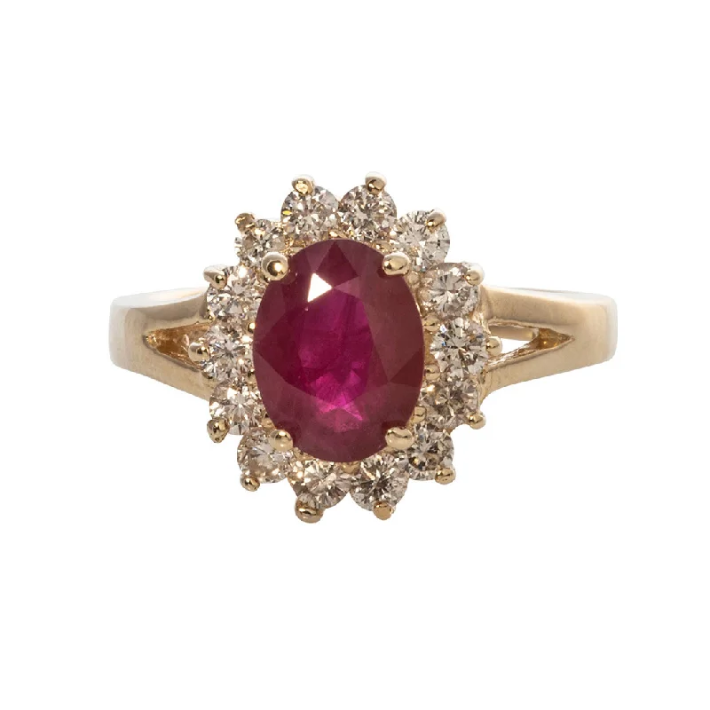 Enamel - Coated Women's Rings in Bright, Bold ColorsEstate Oval Ruby & Diamond 14K Yellow Gold Ring Enamel - Coated Women's Rings in Bright, Bold ColorsEstate Oval Ruby & Diamond 14K Yellow Gold Ring