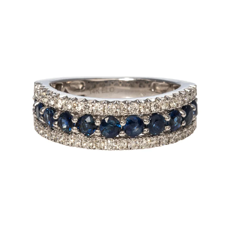 Art Deco - Inspired Women's Rings with Geometric Shapes in 14K Gold1.37ct Sapphire & .5ct Diamond 14K White Gold Anniversary Ring Art Deco - Inspired Women's Rings with Geometric Shapes in 14K Gold1.37ct Sapphire & .5ct Diamond 14K White Gold Anniversary Ring