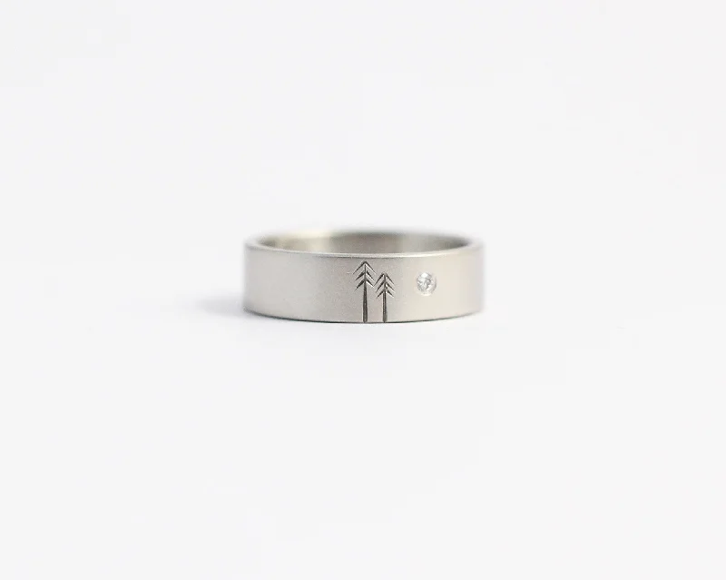 Tennis - Style Women's Rings with a Row of Round Diamonds in PlatinumWoodland Ring with Single Diamond - Wide Tennis - Style Women's Rings with a Row of Round Diamonds in PlatinumWoodland Ring with Single Diamond - Wide