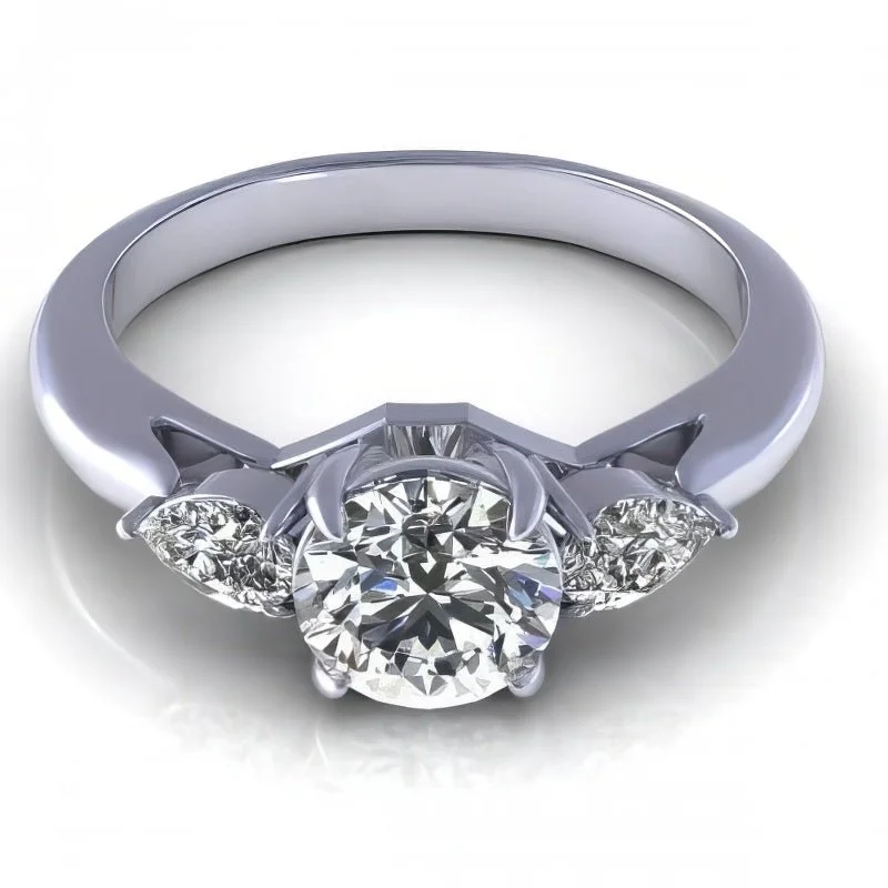 Commemorate rings with a diamond - and - garnet combination0.65-1.30 CT Pear & Round Cut Diamonds - Three Stone Ring Commemorate rings with a diamond - and - garnet combination0.65-1.30 CT Pear & Round Cut Diamonds - Three Stone Ring