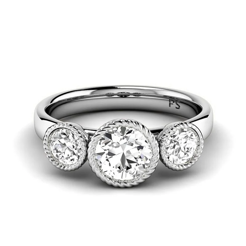 Custom - made commemorate rings with hand - carved initials0.70-0.90 CT Round Cut Diamonds - Three Stone Ring Custom - made commemorate rings with hand - carved initials0.70-0.90 CT Round Cut Diamonds - Three Stone Ring