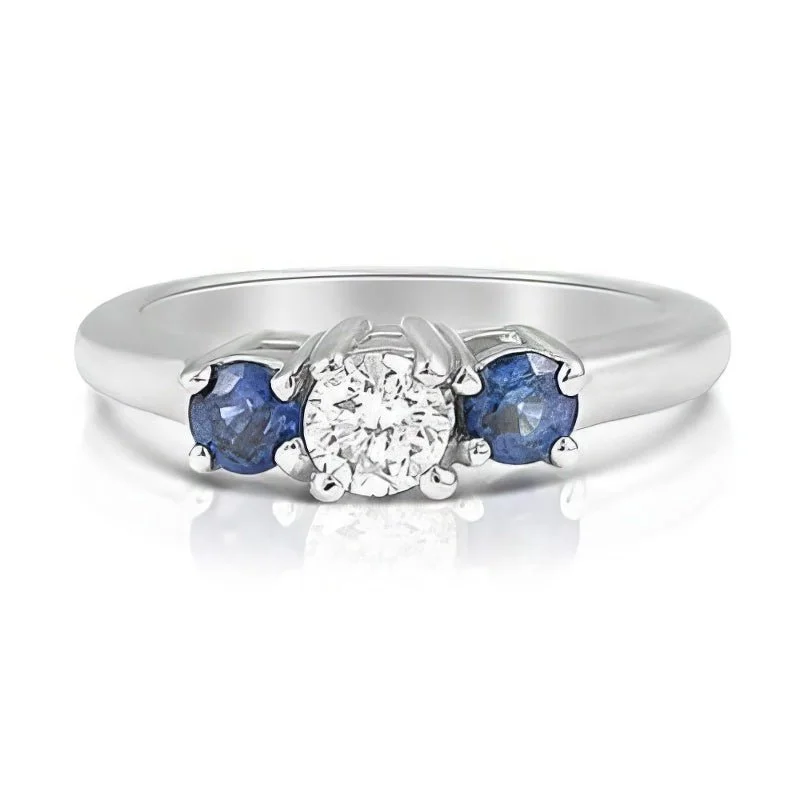 Ruby - centered commemorate rings to symbolize passion0.90 CT Round Cut Blue Sapphires & Diamonds - Three Stone Ring Ruby - centered commemorate rings to symbolize passion0.90 CT Round Cut Blue Sapphires & Diamonds - Three Stone Ring
