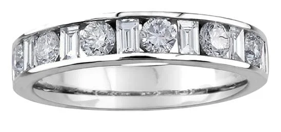 Vintage - looking commemorate rings with milgrain edgingWhite Gold Diamond Band.