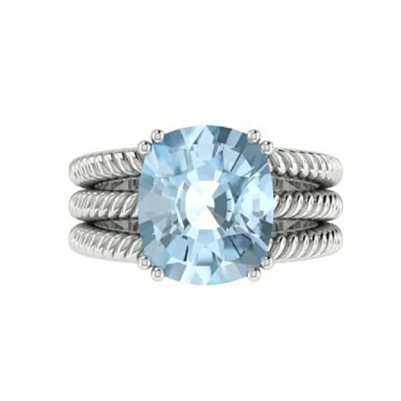 Commemorate rings with a diamond - and - tourmaline combinationBlue Topaz Cable Coil Band Ring 14K White Gold Commemorate rings with a diamond - and - tourmaline combinationBlue Topaz Cable Coil Band Ring 14K White Gold