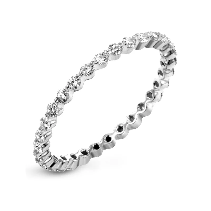 Commemorate rings with a diamond - and - aquamarine combinationEternity Wedding Band in 18k Gold with Diamonds