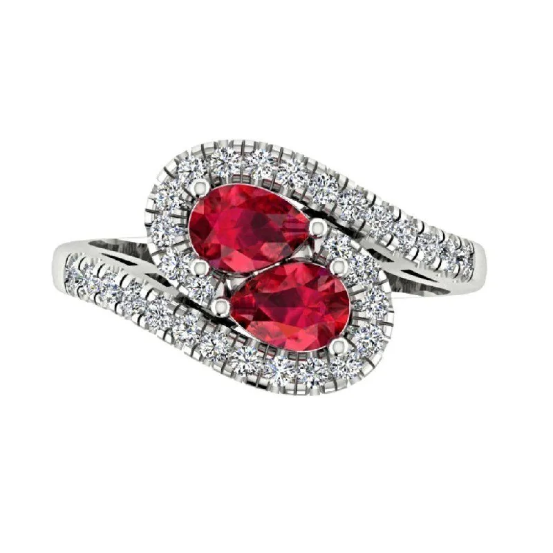 Rings to commemorate a child's birth with their birthdate engravedTwin Pear Rubies Diamond Ring 14K Gold Wave Band Rings to commemorate a child's birth with their birthdate engravedTwin Pear Rubies Diamond Ring 14K Gold Wave Band