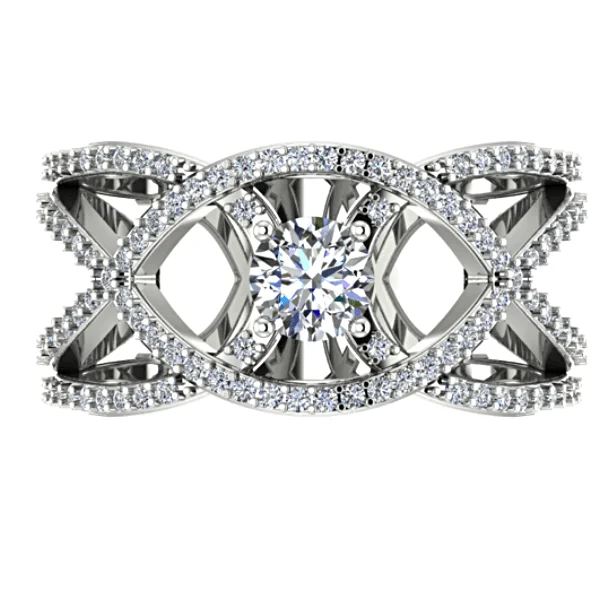 Custom - made commemorate rings with hand - carved initialsRound Diamond Ring Twisted Band with Sides Stones 18K White Gold Setting Custom - made commemorate rings with hand - carved initialsRound Diamond Ring Twisted Band with Sides Stones 18K White Gold Setting