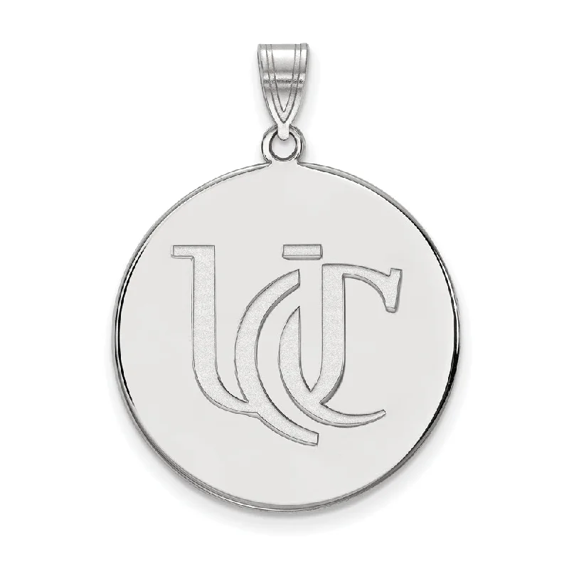 Statement - Making Large - Gemstone - Studded Geometric Pendant Necklace for Evening Parties10k White Gold U of Cincinnati XL Disc Pendant Statement - Making Large - Gemstone - Studded Geometric Pendant Necklace for Evening Parties10k White Gold U of Cincinnati XL Disc Pendant