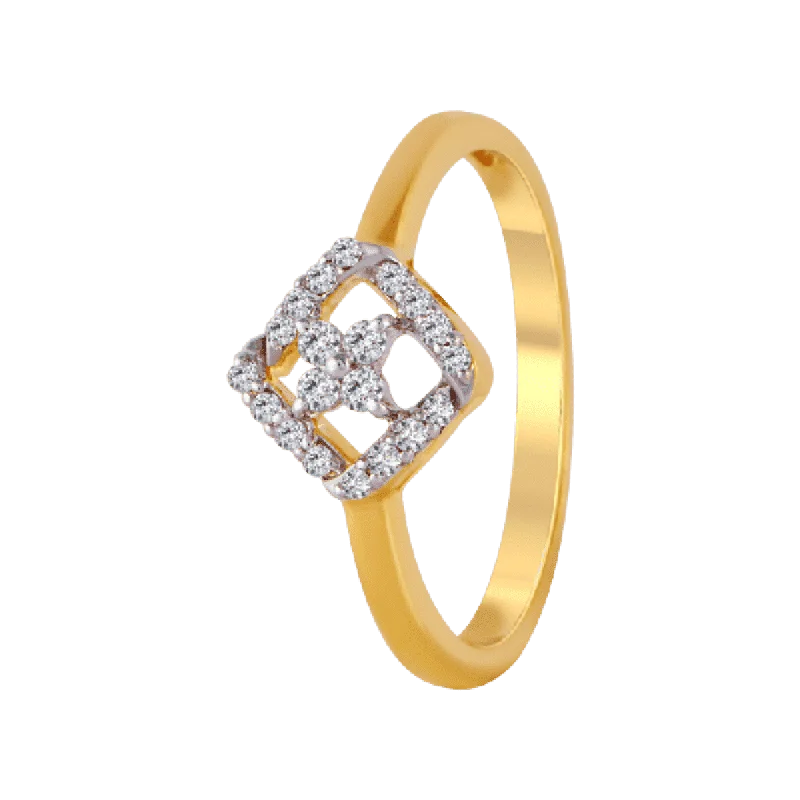 Women's Diamond Rings with Side - Stone Pave Setting for a Sparkling and Continuous Shine18KT (750) Yellow Gold And Diamond Ring For Women Women's Diamond Rings with Side - Stone Pave Setting for a Sparkling and Continuous Shine18KT (750) Yellow Gold And Diamond Ring For Women
