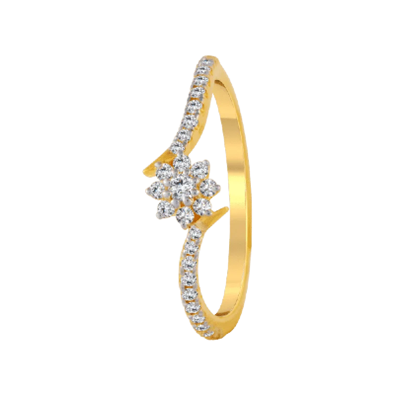 Halo - Style Women's Diamond Rings with a Center Diamond Surrounded by Smaller Diamonds in 18K Gold18KT (750) Yellow Gold And Diamond Ring For Women Halo - Style Women's Diamond Rings with a Center Diamond Surrounded by Smaller Diamonds in 18K Gold18KT (750) Yellow Gold And Diamond Ring For Women
