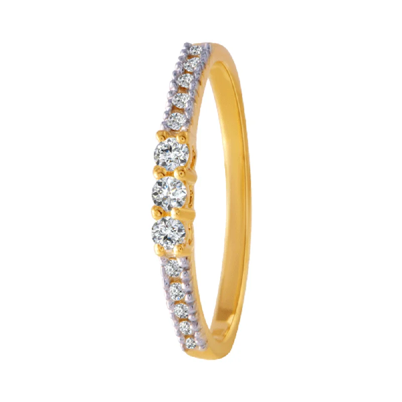 Women's Diamond Rings with Side - Stone Pave Setting for a Sparkling and Continuous Shine18KT (750) Yellow Gold And Diamond Ring For Women Women's Diamond Rings with Side - Stone Pave Setting for a Sparkling and Continuous Shine18KT (750) Yellow Gold And Diamond Ring For Women