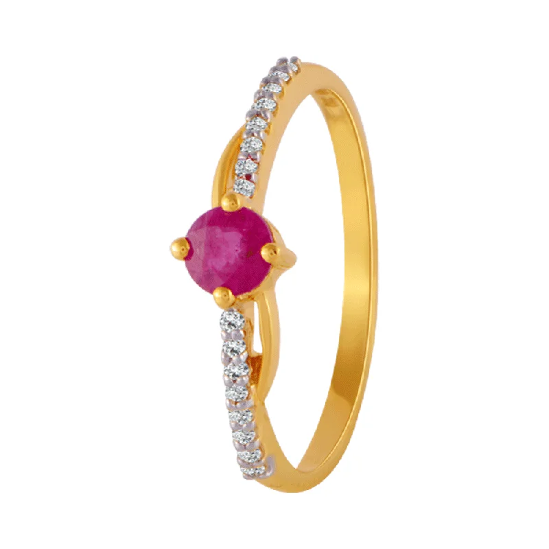 Women's Diamond Rings with Side - Stone Pave Setting for a Sparkling and Continuous Shine18KT (750) Yellow Gold And Diamond Ring For Women Women's Diamond Rings with Side - Stone Pave Setting for a Sparkling and Continuous Shine18KT (750) Yellow Gold And Diamond Ring For Women