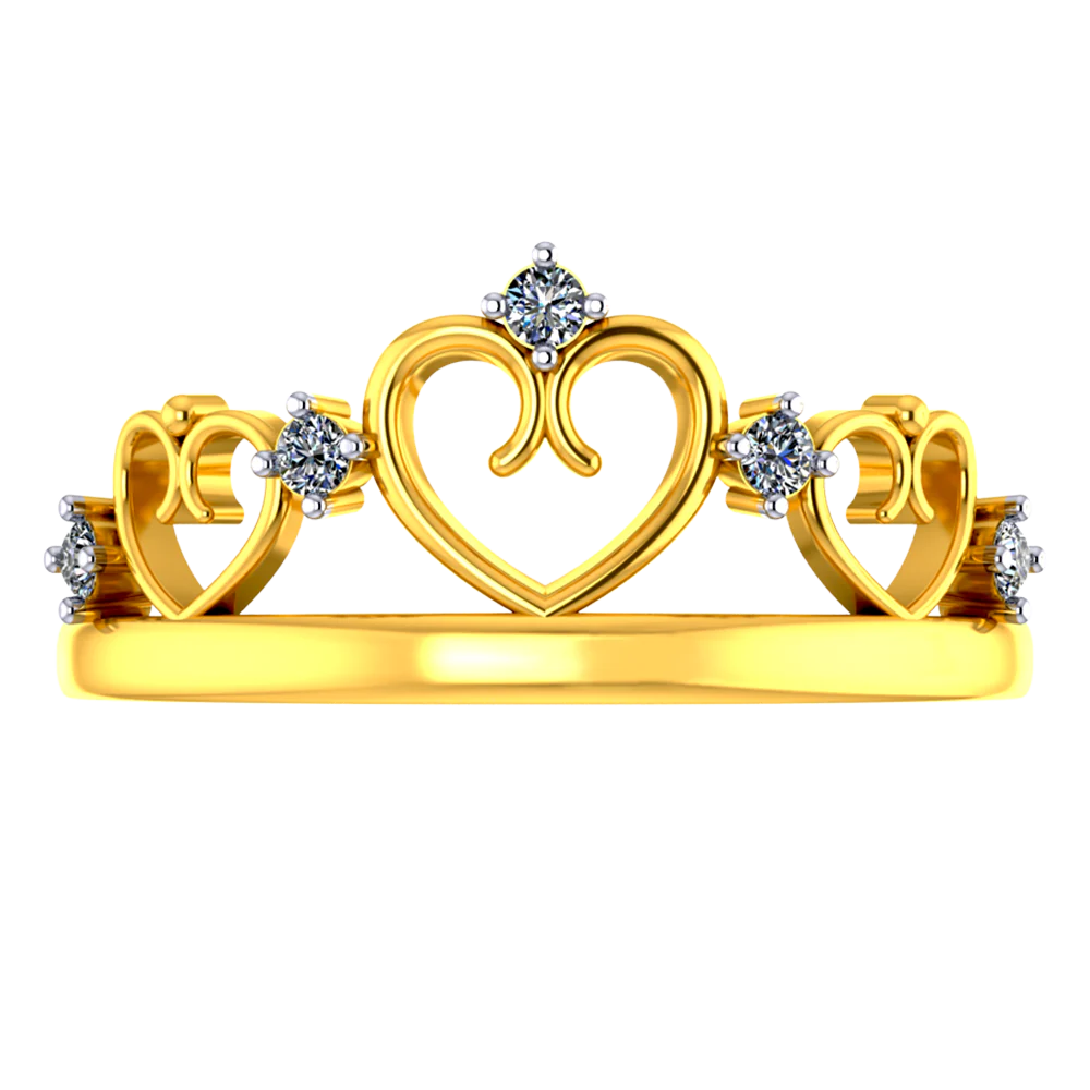 Adjustable Women's Diamond Rings with a Flexible Band for a Comfortable and Custom FitCrown Shaped 18k Diamond Ring With Hearts And Diamond Studs Adjustable Women's Diamond Rings with a Flexible Band for a Comfortable and Custom FitCrown Shaped 18k Diamond Ring With Hearts And Diamond Studs