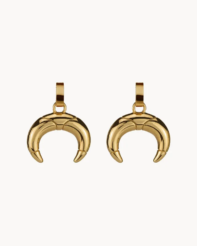 Silver drop earrings with intricate filigree workDainty Crescent Horn Earring Pendants, Gold Silver drop earrings with intricate filigree workDainty Crescent Horn Earring Pendants, Gold