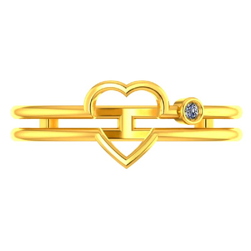 Pear - Shaped Women's Diamond Rings in Yellow Gold with a Single - Diamond Pendant LookDouble-banded 18k Diamond Ring With A Heart On Top Pear - Shaped Women's Diamond Rings in Yellow Gold with a Single - Diamond Pendant LookDouble-banded 18k Diamond Ring With A Heart On Top