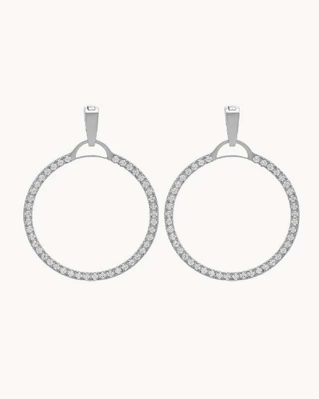 Crystal - adorned drop earrings for a glamorous lookStarlight Circle Halo Earring Pendants, Silver Crystal - adorned drop earrings for a glamorous lookStarlight Circle Halo Earring Pendants, Silver