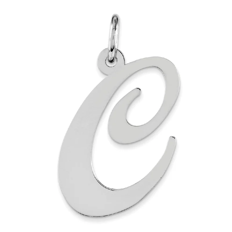 Custom - Engraved Initial Pendant Necklace in Sterling Silver for Mother's Day GiftSterling Silver, Ella Collection, LG Fancy Script Initial C Pendant Custom - Engraved Initial Pendant Necklace in Sterling Silver for Mother's Day GiftSterling Silver, Ella Collection, LG Fancy Script Initial C Pendant