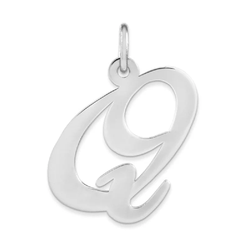 Custom - Engraved Initial Pendant Necklace in Sterling Silver for Mother's Day GiftSterling Silver, Ella Collection, LG Fancy Script Initial Q Pendant Custom - Engraved Initial Pendant Necklace in Sterling Silver for Mother's Day GiftSterling Silver, Ella Collection, LG Fancy Script Initial Q Pendant