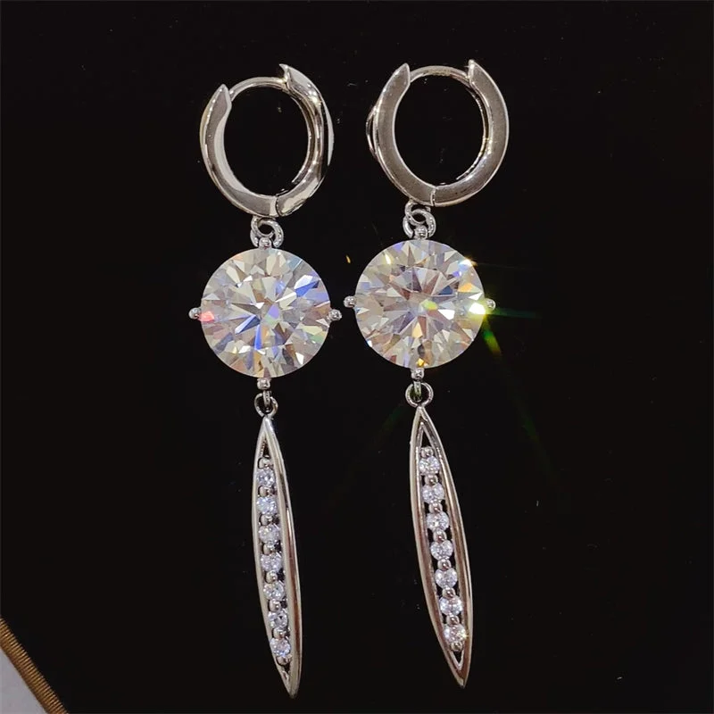 Silver hoop earrings10 Carat Moissanite 925 Sterling Silver Earrings