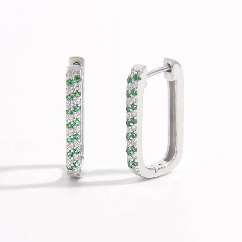 Beaded hoop earrings925 Sterling Silver Inlaid Zircon Earrings