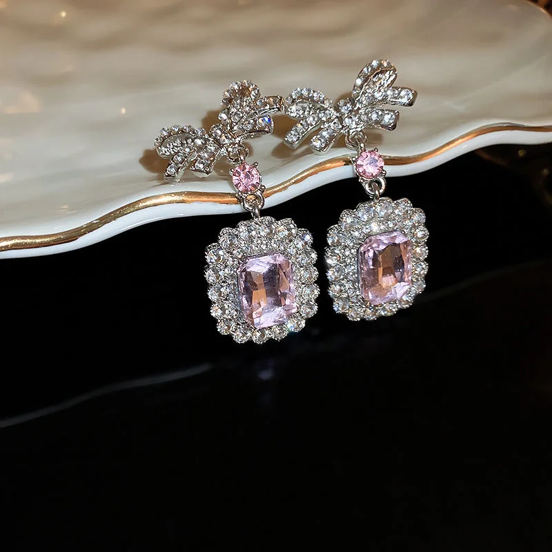 Rose gold hoop earringsAlloy Crystal Geometric Dangle Earrings