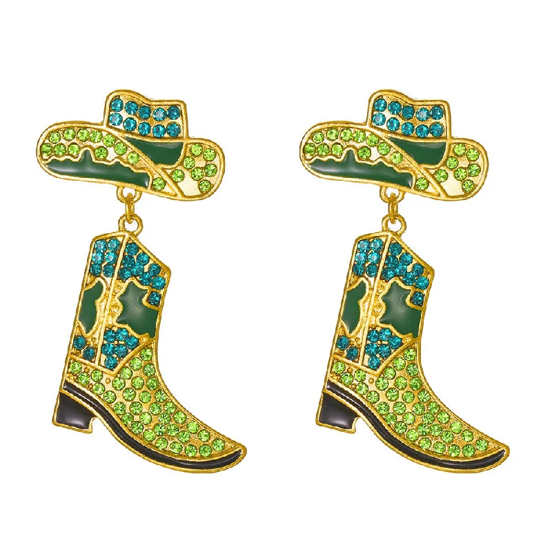 Amethyst drop earrings for a touch of purple eleganceAlloy oil drop inlaid diamond Western cowboy hat boots earrings Amethyst drop earrings for a touch of purple eleganceAlloy oil drop inlaid diamond Western cowboy hat boots earrings