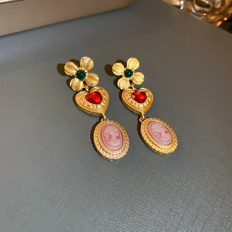 Personalized hoop earringsCopper Inlaid Rhinestone Vintage Earrings