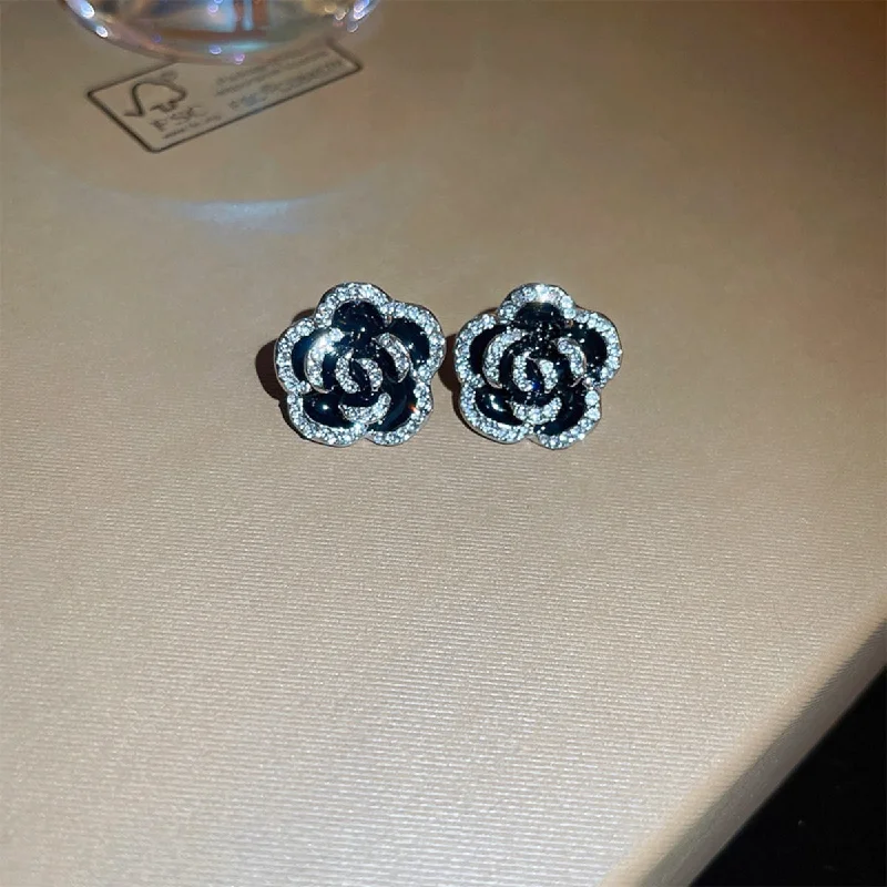 Hypoallergenic hoop earringsCopper Rhinestone Flower Earrings